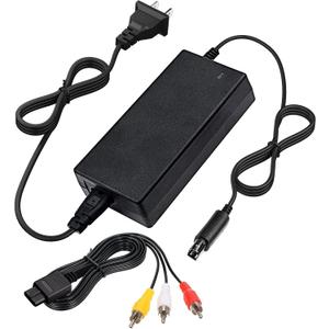 Power Supply and AV Cable for Gamecube, NGC AC Power Adapter & AV Cable Set, Power Cord Compatible with Nintendo Gamecube Console