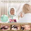 Mocado Makeup Mirror with Lights, 1X/20X Magnifying Mirror with Light, Vanity Mirror with 3 Colors Lights, Height Adjustable Lighted Makeup Mirror, Double Sided 360Rotation, Memory Function (Green)