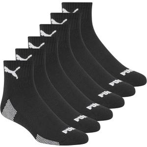 PUMA Men's 6 Pack Quarter Crew Socks (13-15, Black/White)