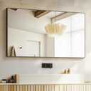 TRAHOME Bathroom Vanity Mirror for Wall, 48" x 30" Metal Framed Rectangular Bathroom Wall Mirror for Over Sink, HD Shatterproof Glass, Hangs Horizontally or Vertically(Black)