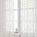 OWENIE Furman Ivory Sheer Curtains 96 inches Long for Bedroom Living Room 2 Panels Set, Light Filtering Soft Semi Sheer Jacquard Clip Farmhouse Curtains Rod Pocket Design, 40Wx96L inch