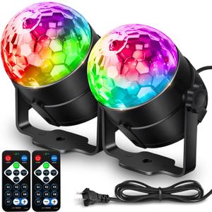 2 x NEQUARE Disco Ball DJ Party Lights Sound Activated with Remote Control Strobe Lamp 7 Modes Stage Light for Home Room Dance Parties Karaoke Halloween Christmas Birthday Decorations[2-Pack]