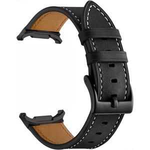 for Galaxy Watch Ultra Bands 47mm Leather for Men Women (2024), No Gaps Business Leather Wristband Replacement Strap for Samsung Galaxy Watch 7 Ultra 47mm, Black