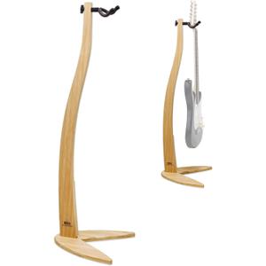 MUSO Guitar Bass Hanger Stand, Solid Wood Bow Holder Mermaid Shaped for Display and Storage, 42 inches Height Anti-scratched and Anti-bump, Decorate Studios, Living room and Stage (Sapele) (Bamboo, 1)