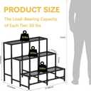 Garden 4 you 3 Tier Large Metal Plant Stand, Garden Display Shelf Flower Pot Holder Storage Organizer Rack for Indoor Home Outdoor Patio Balcony Yard( Black,Rectangle)