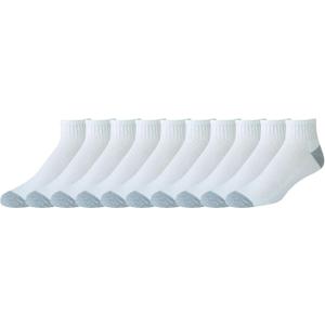 Amazon Essentials Men's 10-Pack Cotton Half Cushioned Ankle Socks, White, Shoe Size: 6-12