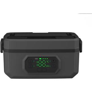 Portable Self-Heating Electric Lunch Box with USB Battery, Rechargeable Food Warmer for Work, Picnic, Camping, Car, Outdoor black (1.6L)