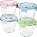 8 PCS Glass Soup Containers with Lids - 3 Cup Meal Prep Containers with Lids, Airtight Glass Storage Containers BPA-Free, Deli containers with lids Microwave, Dishwasher, and Freezer Safe (4 Packs)