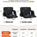 Sportneer Stadium Seats with Back Support: 2.5'' Thick Comfy Cushion 6 Adjustable Angle Bleacher Seat with Armrest - 2 Large Pockets, 2 Cup Holders Stadium Chair for Sport Events Concerts Parks, Black, 2 Pack, Non-Heated, Extra Wide - 24" 