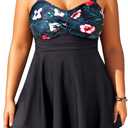 Aqua Eve Plus Size Two Piece Swimsuits for Women Tankini Bathing Suits Flowy Swim Dress with Shorts 101