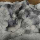 Wonderful - 3 Pieces Faux Rabbit Fur Comforter Set King Size, Grey Tie Dye Plush Bedding Set, 3D Sculpted Bubble Warm Fluffy Comforter for Winter