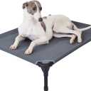 pettycare Elevated Outdoor Dog Bed - Dog Cots for Medium Pet, Heavy Duty Raised Cot Waterproof, Cooling Pets Bed with Washable Durable Teslin Mesh and Non Slip Feet, 32 Inches, Black