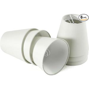 Fuloon Small Lamp Shades Clip on Bulb, Modern European Style Mini Lamp Shades for Chandelier, French Country White Chandelier Lampshades, 3.5x5.1x5.5 in, 6 Pack (Linen White)