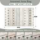 Area Rug for Living Room 9x12: Large Washable Boho Moroccan Rugs Geometric Neutral Rug, Non-Slip Foldable Morden Farmhouse Indoor Floor Carpet for Bedroom Dining Table Home(Brown Green,9'x12')