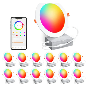 SikSog Smart Recessed Lighting 6 Inch Color Changing 16W LED Downlight,1350 Lumen Recessed Ceiling Light Compatible with Alexa,RGB & Warm White 2700K Dimmable by Bluetooth Control - 12 Pack