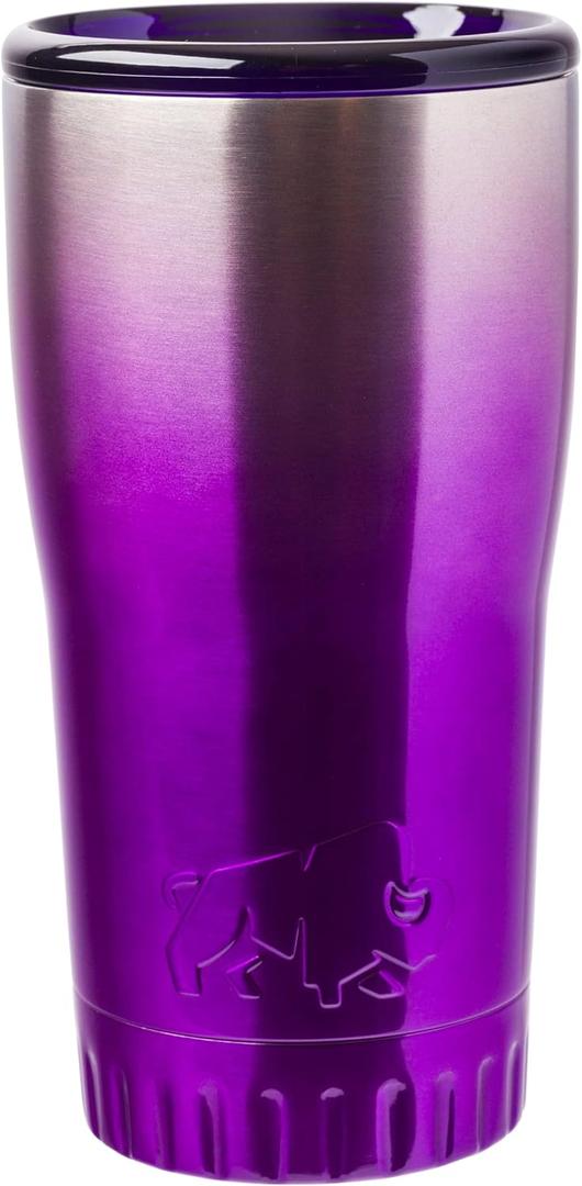 Silver Buffalo Double Walled Vacuum Insulated Stainless Steel Tumbler With Easy Sip Lid Keeps Hot and Cold, Travel Coffee Mug Clear Lid, 20 Ounces, Ombre Purple