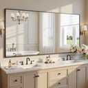 Bathroom Mirrors for Over Sink 60" x 30", Black Metal Frame Rectangle Wall Mirror, Modern Farmhouse Vanity Mirror(Horizontal/Vertical)
