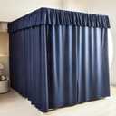 AIKASY Dark Blue Thickened Bed Canopy Curtains - Elegant Bedroom Decor for Adults and Girls - Strong Lightproof and Windproof Design(Queen, Dark Blue)