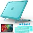 Mektron Heavy Duty Casefor MacBook Air 13 inch 2020 2019 2018 Release Model A2337 M1 A2179 A1932, Shockproof Durable Protective Hard Shell with Fold Kickstand，Blue