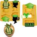 Mini Graduation Mold 2 pcs graduation Fondant mold & Chocolate Mold Set Grad Cap, Silhouettes & Grad Text for Cake Decorations, DIY Crafts & Gifts