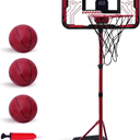 Nattork Kids Basketball Hoop, Adjustable Height Toddler Basketball Hoop Stand, Indoor Outdoor Basketball Goal Toy for Boys Girls Ages 3~8 Years Old, Includes 3 Balls, Ideal for Birthday Gift, Red