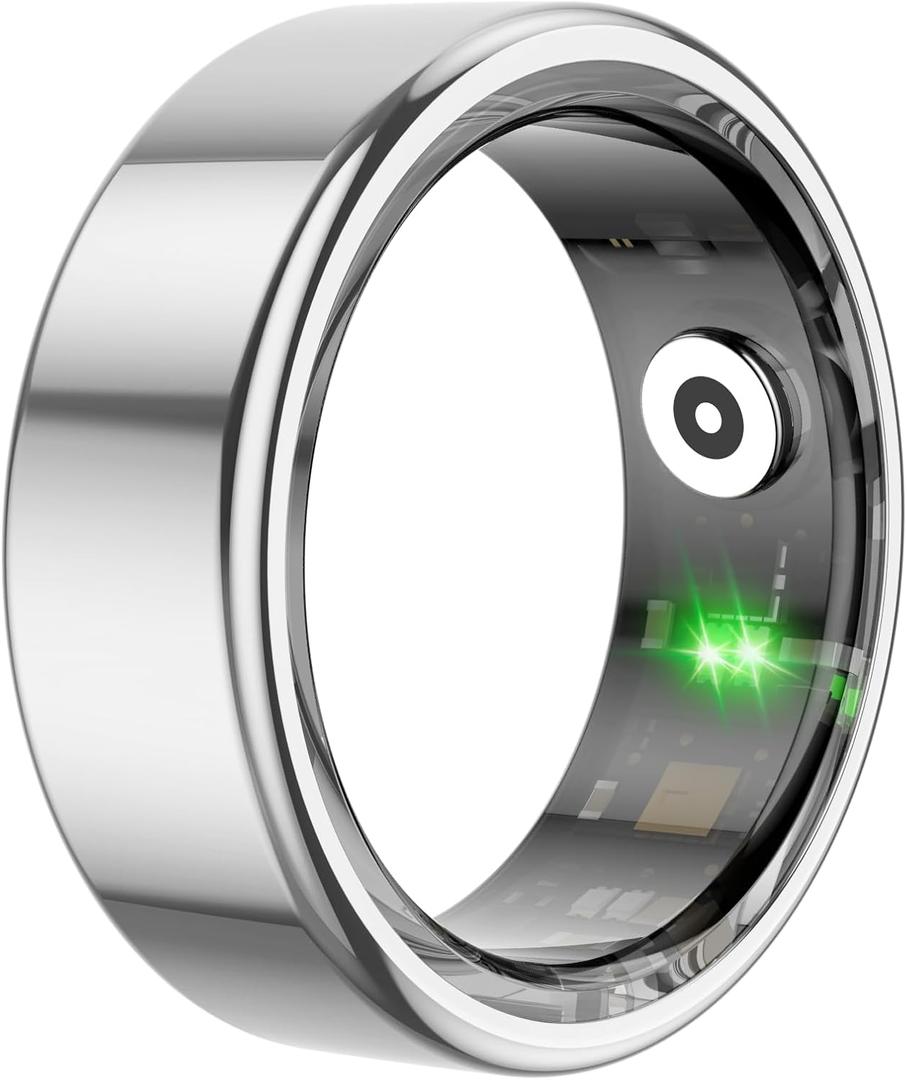 Smart Ring Sleep Tracker,Fitness Tracking Wearable with Heart Rate,Blood Oxygen,Distance,Calories Monitoring,Air Gestures,Remote Photograph,IP68 Waterproof for iOS/Android(Silver,12)