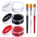 BOBISUKA Black + White + Red Oil Face Body Paint Set, Large Capacity Professional Paint Palette Kit with Brushes for Art Theater Halloween Party Cosplay Clown Sfx Makeup for Adults