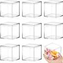 Blulu 8 Pieces Clear Acrylic Plastic Jewelry Box Mini Storage Box Mini Cube Containers with Lids for Candy and Tiny Jewelry(2.9 x 2.9 x 2.9 Inch,Classic Style,Square)