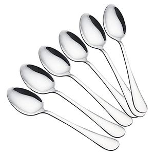 VANRA 6-Piece Dinner Spoons Set Soup Spoons Heavy Duty Stainless Steel Silver Cutlery Set 8 inches (6 spoons)