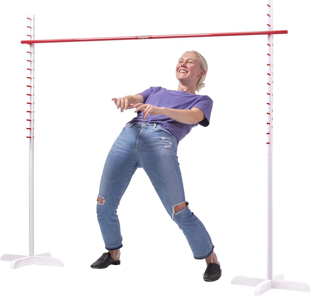 GoSports Get Low Limbo Premium Wooden Limbo Game, Sets up in Seconds - Fun for Kids & Adults, White, Red, Standard