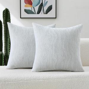 FUTEI Grey Decorative Throw Pillow Covers 18x18 Inch Set of 2,Soft Chenille Jacquard Geometric Pattern Cushion Case,Modern Home Decor for Couch Bed Living Room