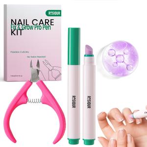 Ceramic Cuticle Oil Pusher Pen: 3-in-1 Nail Cuticle Buffer Pens with Cuticle Nipper for Hangnails, Dry & Nails, Moisturize Strengthen Brighten Nails Care