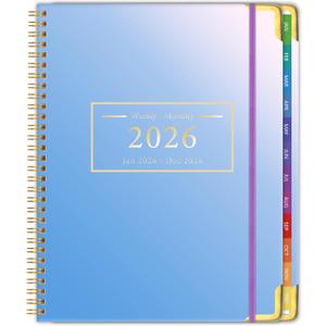 2 x Planner -2026, Hardcover Weekly & Monthly Calendar Planner, January 2026 - December 2026, 8.5" x 11", Daily Agenda Book with Colorful Tabs, College Organizer Notebook, School & Work Supplies for Student Teacher Classroom