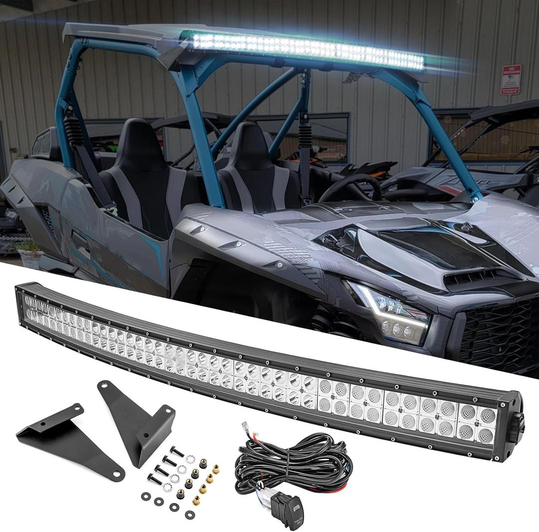 WeiSen 42" 240W Curved LED Light Bar w/Roof Light Mount Brackets and Wiring Harness Compatible with Kawasaki Teryx KRX 1000 2020-2025