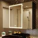 LED Lighted Bathroom Medicine Mirror Cabinet with Sockets & USBs, Anti-Fog Dimmable Light and Color Adjustment, Antirust and Easy to Install Aluminum Cabinet (Touch Screen, 28" L x 40" W) (3 Doors)