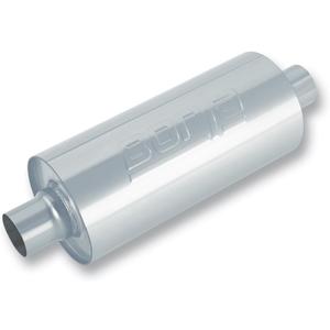 BORLA 400436 Specialty Muffler - Heavy Duty (Truck) - 3" Center Inlet/ 3" Center Outlet 6.75" Round x 24" Long Body 29" Overall Length. Universal. Reversible. Un-Notched Necks.