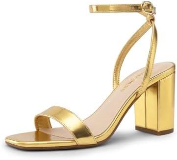 DREAM PAIRS Women's Chunky Heels Square Open Toe Ankle Buckle Strappy Block Heeled Sandals for Party Wedding Daily, 6