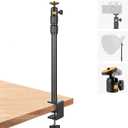 Camera Desk Mount Webcam Stand with 360 Ball Head, Adjustable Table Light Stand 14"-33", Tabletop C Clamp for DSLR Camera, Ring Light, Live Streaming, Photo Video Studios