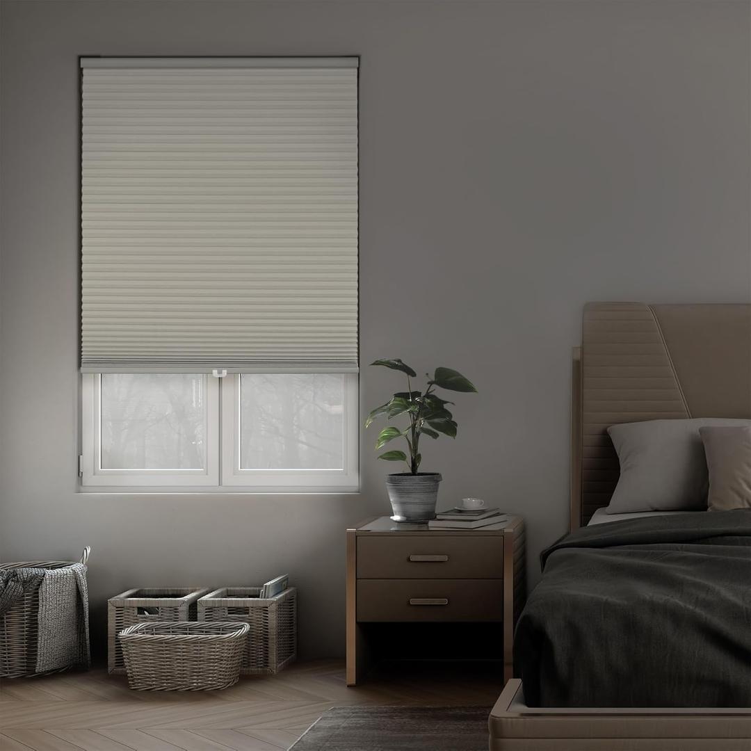 DEZ FURNISHINGS Cordless 1.5" Blackout Cellular Shade, Energy Saver, 28.5" W x 54" H, Alabaster