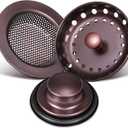 Mudder 3 Pcs Kitchen Sink Drain Strainer and Stopper Stainless Steel Garbage Disposal Plug with Handle Universal Anti-Clogging Kitchen Sink Filter Sieve Basket Strainer(Oil Rubbed Bronze)