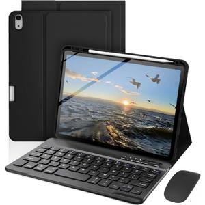 Keyboard Case for iPad mini A17 Pro 7th Generation 2024 / mini 6th Generation 2021, Mouse and Detachable Keyboard, Adjustable Stand Built in Pencil Holder, Auto-Sleep/Wake Feature, Black