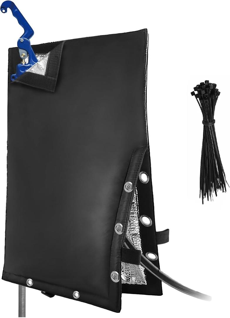 Extended Insulated Outdoor Faucet Cover for Winter Freeze Protection - 30H x 13.5W for RV Park Hydrants, Yard Hydrants, Garden Hose Bibbs, Sprinkler Systems (Black)