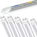 T8 T12 LED Tube Light Bulbs 4 Foot, 5 Power(10W-24W)& 6CCT(3000K-6500K) All in 1, Plug & Play or Ballast Bypass, T8 4ft Fluorescent Replacement, Durable Type A+B Light Tube, ETL DLC (4Pack)