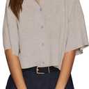 Cicy Bell Short Sleeve Cardigan Khaki Colored, Size Large