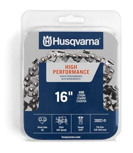 Husqvarna H30 16 Inch Chainsaw Chain, 3/8" Pitch, .043" Gauge, 56 Drive Links, Genuine Husqvarna Chainsaw Blade Replacement with Low Kickback and Low Vibration, Gray