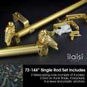 1-1/8 Inch Diameter Brushed Gold Curtain Rod with Bird Design Finials, 72-144'' Telescoping Single Curtain Rods for window width 68-140 inch, Decorative Drapery Rods for Bedroom,Living Room