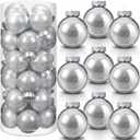 Soaoo 24 Pcs Christmas Ball Ornament 2.36 Inch Shatterproof Glitter Ball for Christmas Tree Decoration Small Hanging Xmas Tree Ornament for Xmas Holiday Wedding Party(Silver)