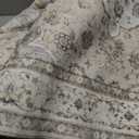 3x12 Hallway Washable Runner Rug: Vintage Non-Shedding Living Room Carpet Distressed Low Pile Floor Mats for Kitchen Bedroom Thin Non-Slip 12ft Indoor Rugs for Entryway Nursery Room (3x12,Cream/Beige)