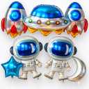 Katchon, Huge Space Birthday Decorations Set - 37 Inch, Pack of 7 | Rocket Balloons, Astronaut Balloons for Outer Space Themed Party Decorations, Astronaut Birthday Decorations | Galaxy Party Decor