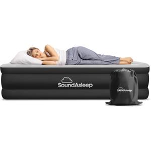 SoundAsleep Dream Series Luxury Air Mattress with ComfortCoil Technology & Built-in High Capacity Pump for Home & Camping- Double Height, Adjustable, Inflatable Blow Up, Portable - Twin Size (Black)